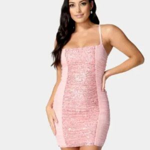 Bebe Sequin Front Knit Dress